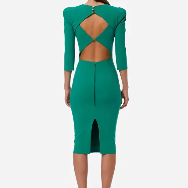 Elisabetta franchi rochie teaca cu detaliu geometric pe spate - Anna Forgaci