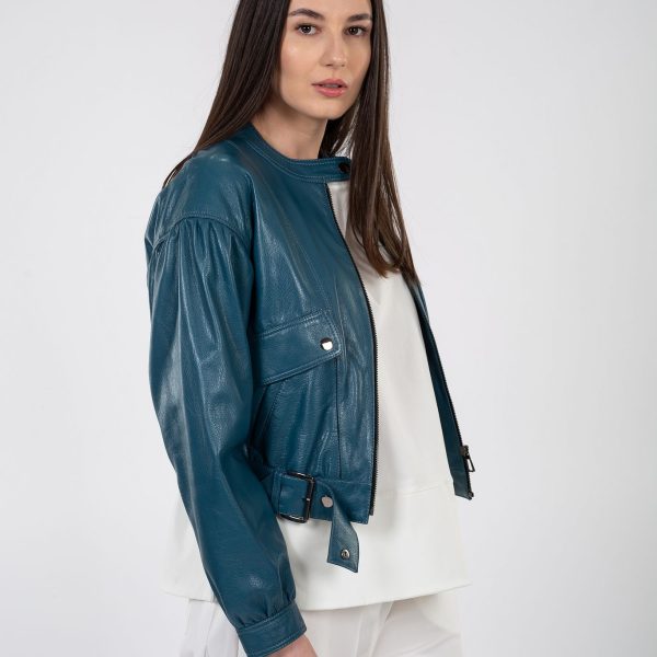 Jacheta dama, bomber din piele naturală - Anna Forgaci