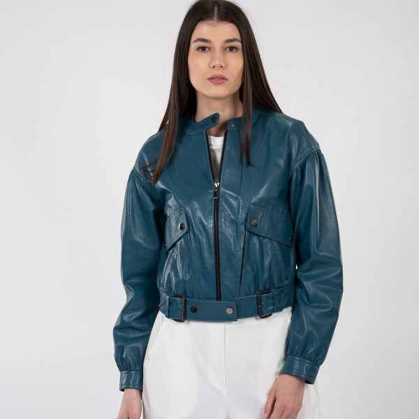 Jacheta dama, bomber din piele naturală - Anna Forgaci