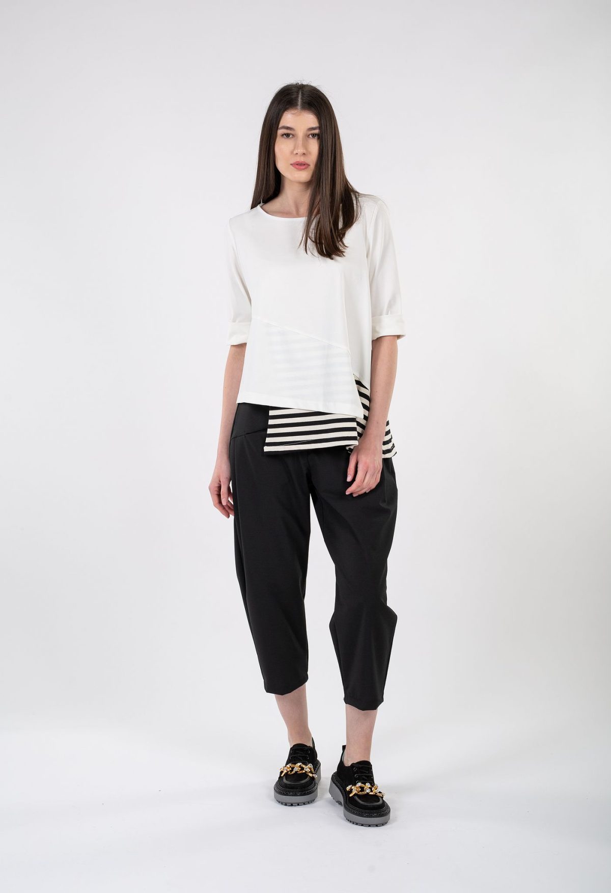 Tricou wendy ivoar cu dungi - Anna Forgaci