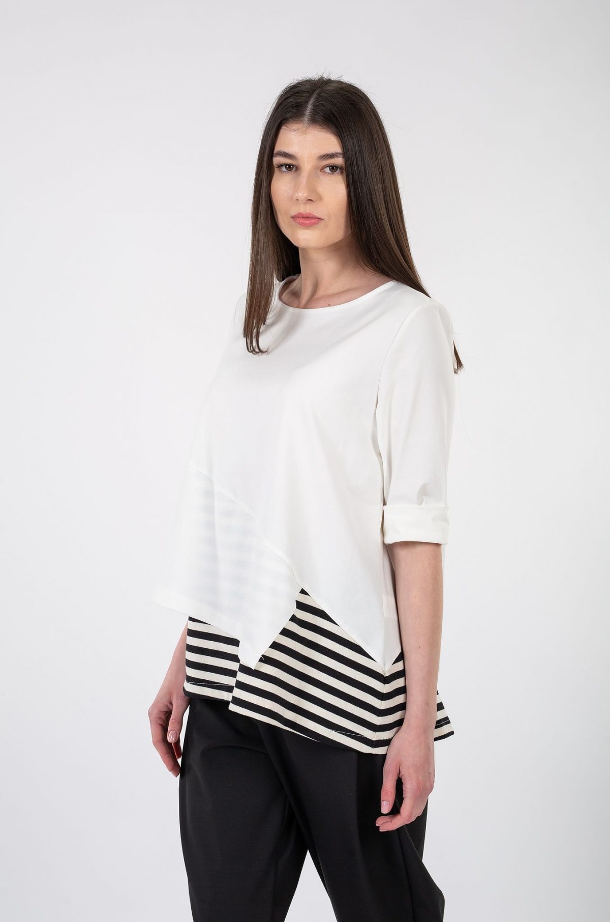 Tricou wendy ivoar cu dungi - Anna Forgaci