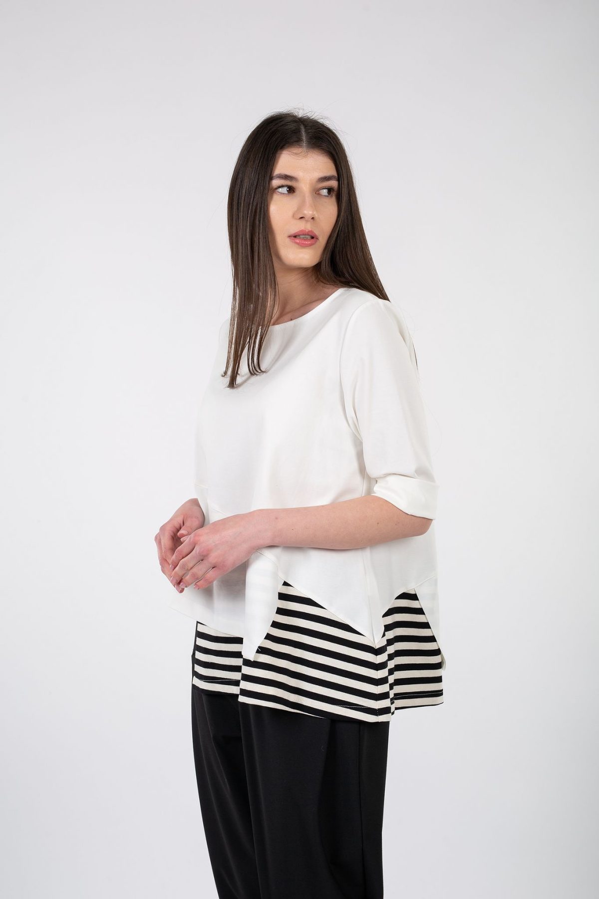 Tricou wendy ivoar cu dungi - Anna Forgaci