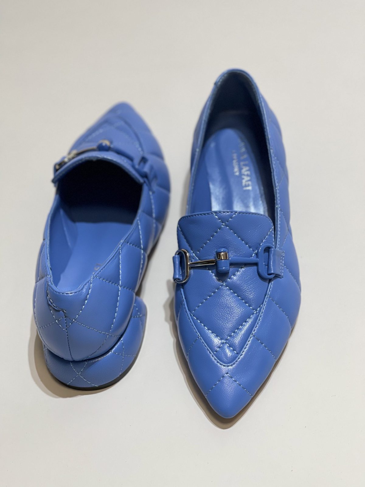 Balerine dama, din piele, blu, cu accesoriu argintiu - Anna Forgaci