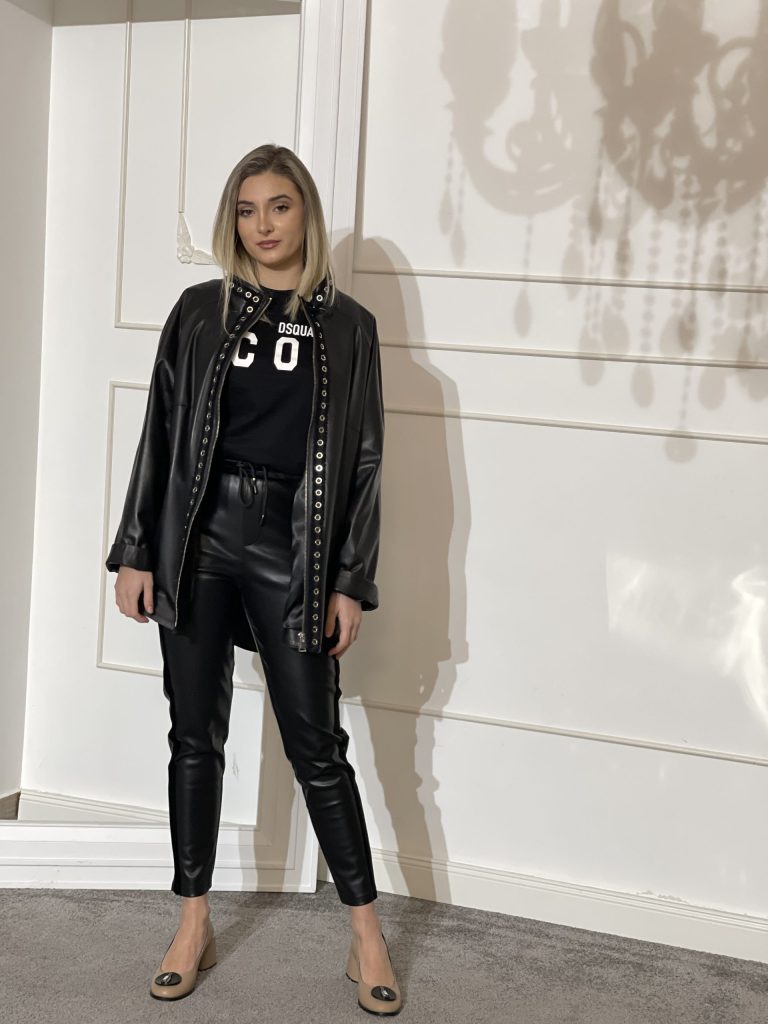 Jacheta dama, piele naturala contur fermoar metal - Anna Forgaci