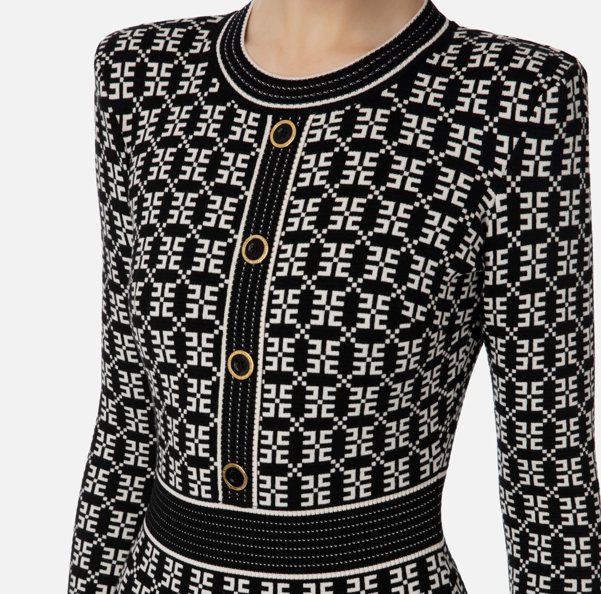 Rochie mini din tricot jacquard elisabetta franchi - Anna Forgaci