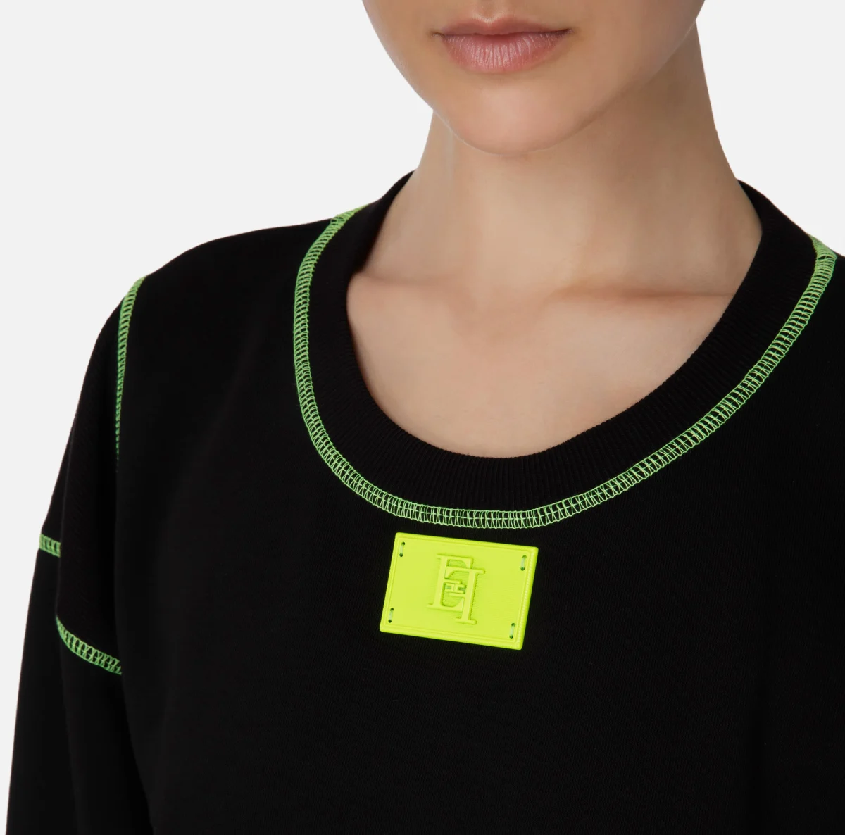 Hanorac din bumbac cu detalii fluorescente elisabetta franchi - Anna Forgaci