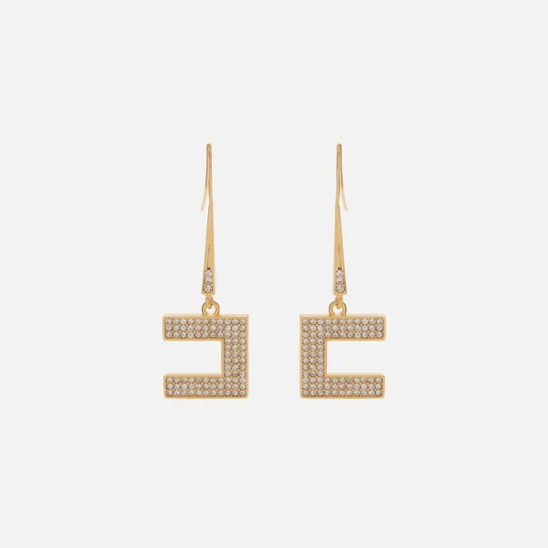 Cercei din metal aurit cu logo elisabetta franchi - Anna Forgaci