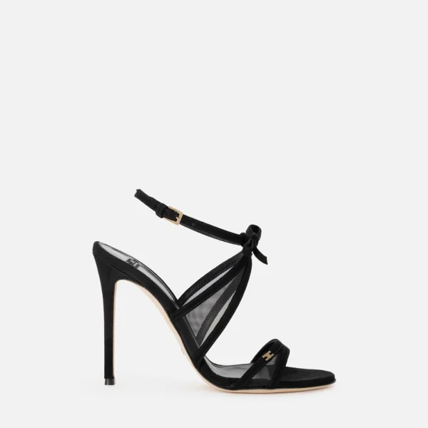 Sandale elegante din catifea cu toc stiletto - elisabetta franchi - Anna Forgaci