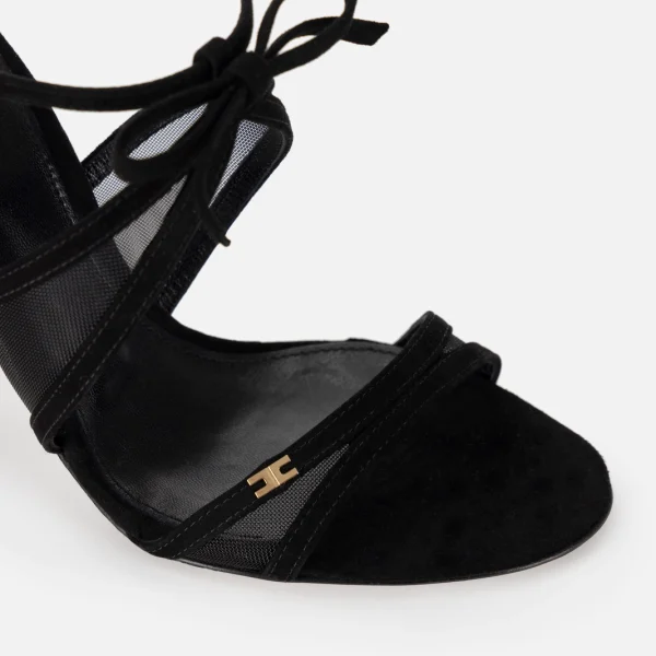 Sandale elegante din catifea cu toc stiletto - elisabetta franchi - Anna Forgaci