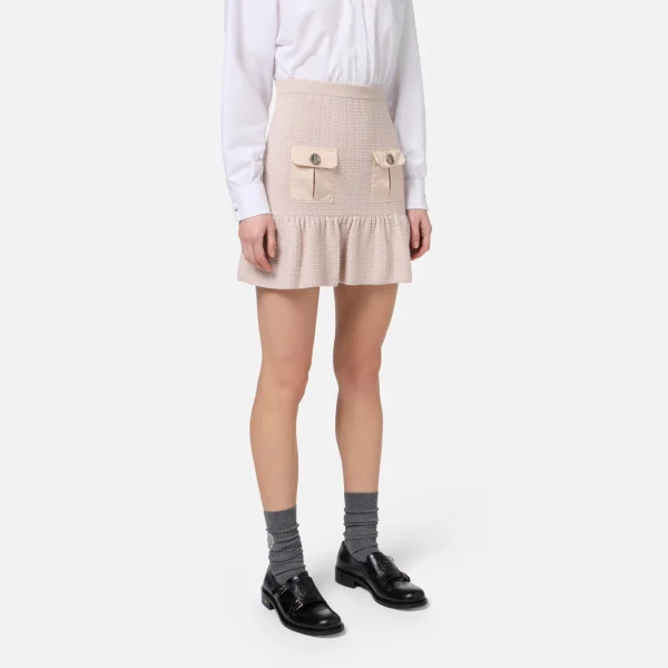 Fustă mini din amestec de lână bouclé elisabetta franchi - Anna Forgaci