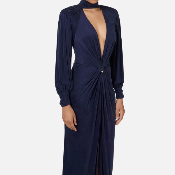Rochie red carpet din jerseu cupro cu nod elisabetta franchi - Anna Forgaci