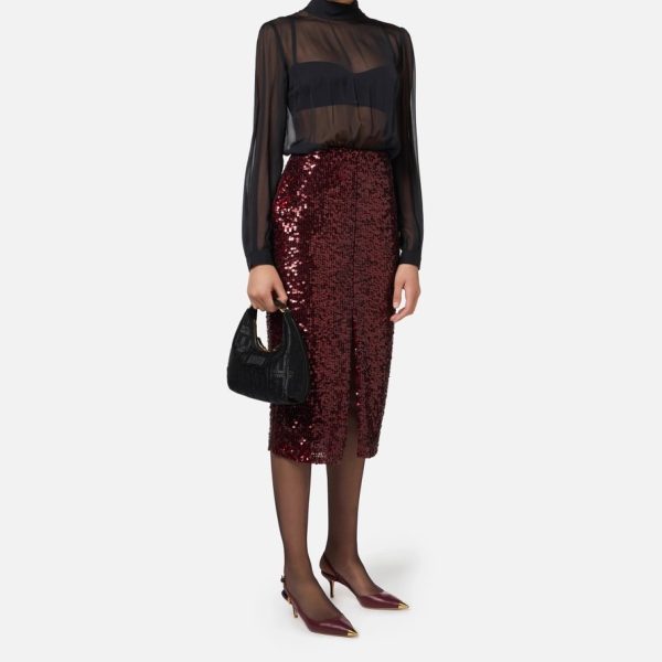 Rochie midi din matase georgette brodata cu paiete elisabetta franchi - Anna Forgaci
