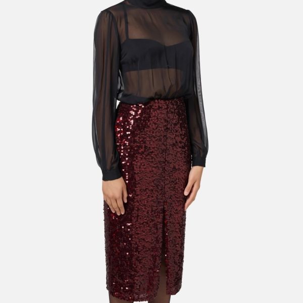 Rochie midi din matase georgette brodata cu paiete elisabetta franchi - Anna Forgaci