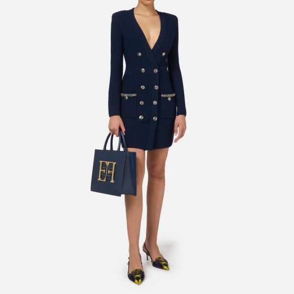 Rochie palton din lână buclé cu broderie elisabetta franchi - Anna Forgaci