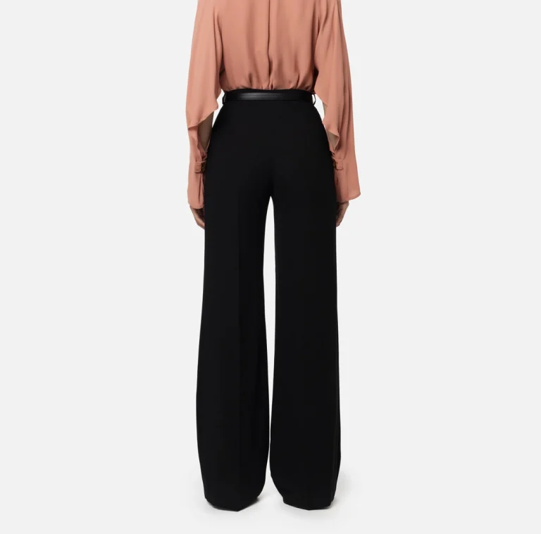 Pantaloni palazzo din satin cu centura elisabetta franchi - Anna Forgaci