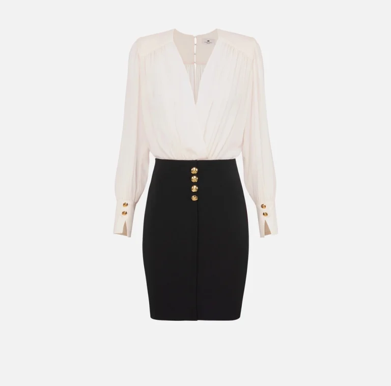 Minirochie din material crep cu bluză din material georgette elisabetta franchi - Anna Forgaci