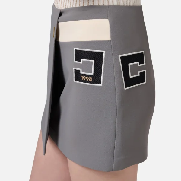 Fusta mini din crep elastic cu bandă și broderie cu logo - Anna Forgaci