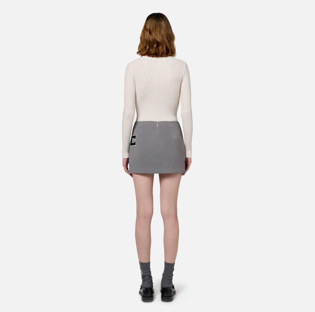 Fusta mini din crep elastic cu bandă și broderie cu logo - Anna Forgaci