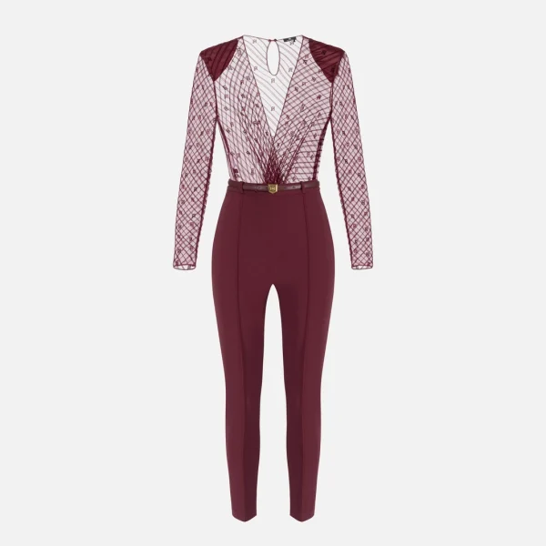 Salopetă combinată din tul flocat cu model în diagonală elisabetta franchi - Anna Forgaci