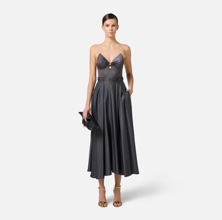 Body din lycra cu bretele din tul elisabetta franchi - Anna Forgaci