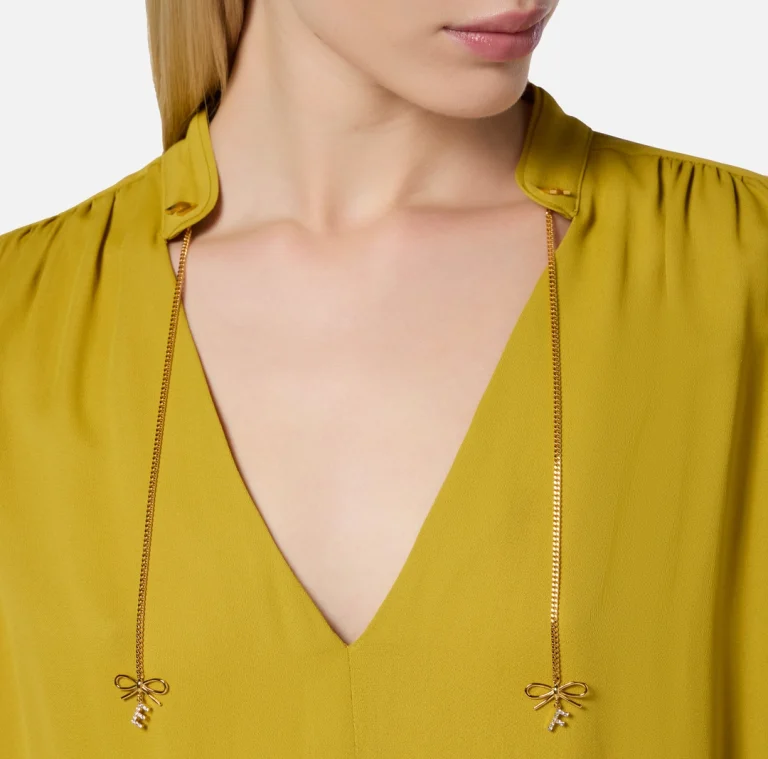 Bluză din material georgette cu brelocuri și logo elisabetta franchi - Anna Forgaci