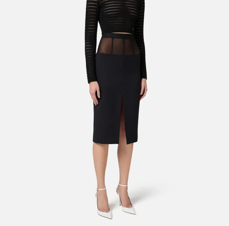Fusta crep cu tul peplum elisabetta franchi - Anna Forgaci