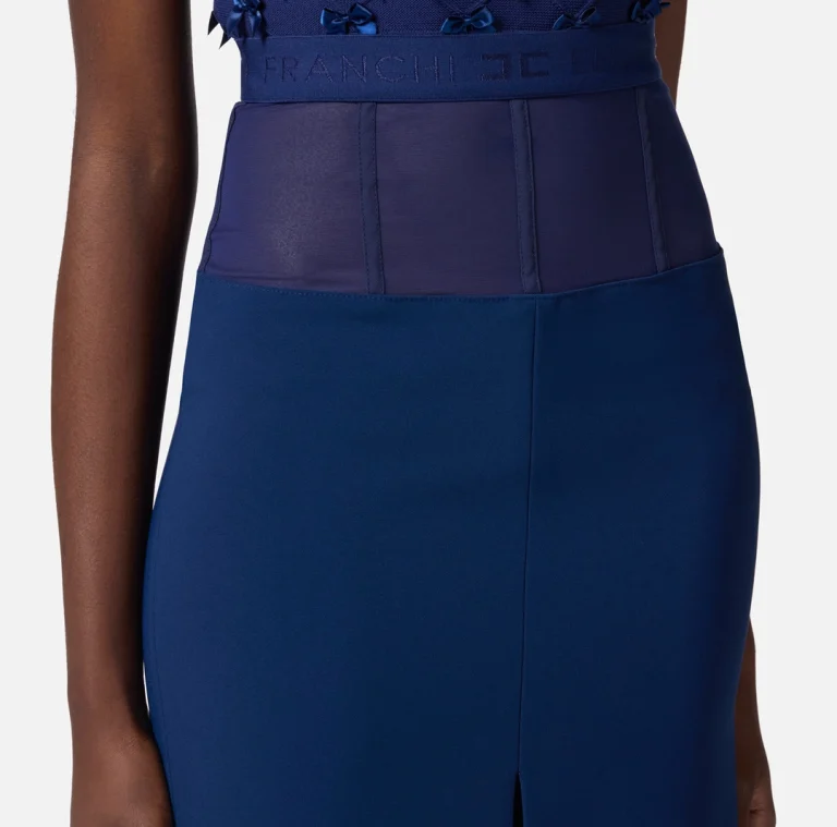 Fusta crep cu tul peplum elisabetta franchi - Anna Forgaci
