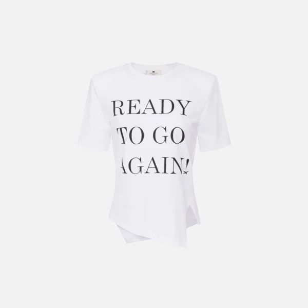 Tricou din jerseu asimetric cu inscripții elisabetta franchi - Anna Forgaci