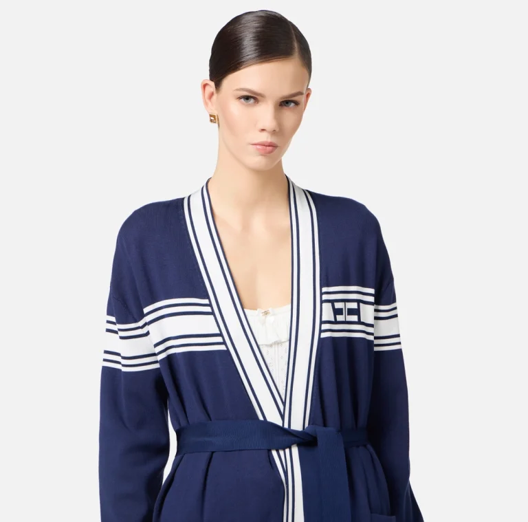 Cardigan din vascoza cu benzi contrastante elisabetta franchi - Anna Forgaci