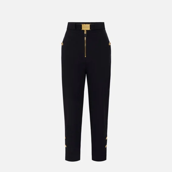 Pantaloni din vel cu centura elisabetta franchi - Anna Forgaci