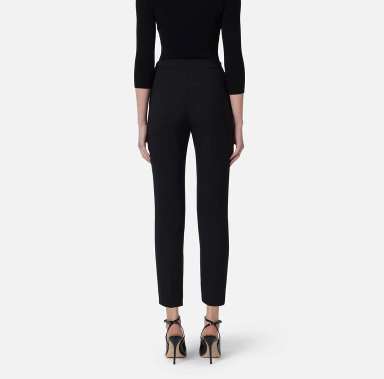 Pantaloni slim-fit din crep, cu placă cu logo elisabetta franchi - Anna Forgaci