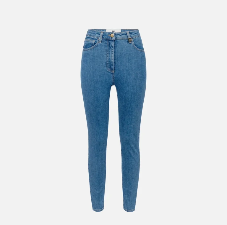 Blugi skinny cu detaliu logo elisabetta franchi - Anna Forgaci