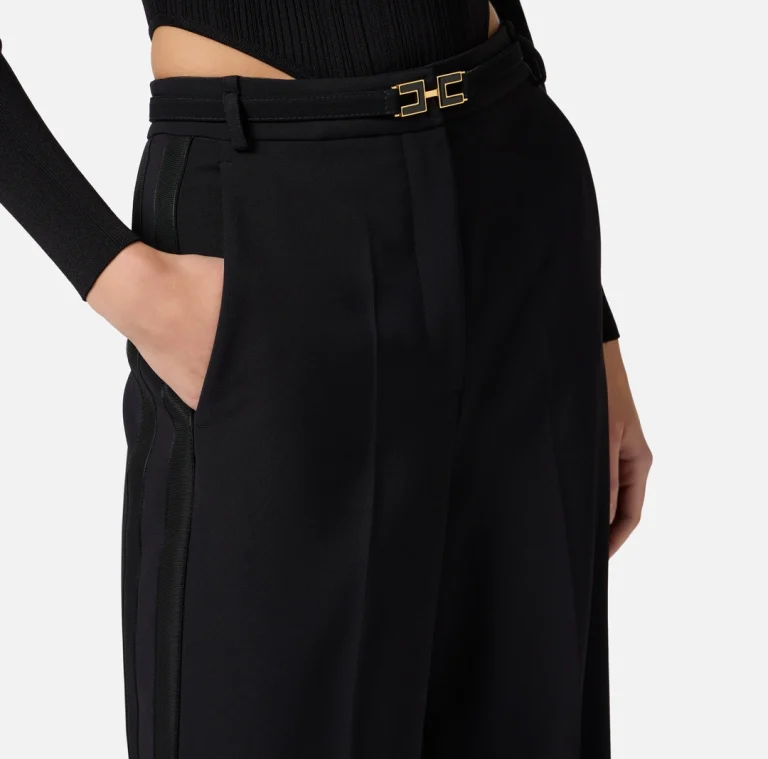 Pantaloni din crep cu benzi din satin elisabetta franchi - Anna Forgaci