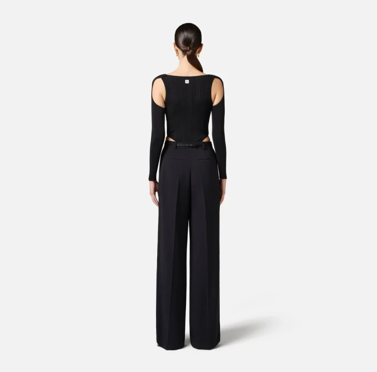 Pantaloni din crep cu benzi din satin elisabetta franchi - Anna Forgaci