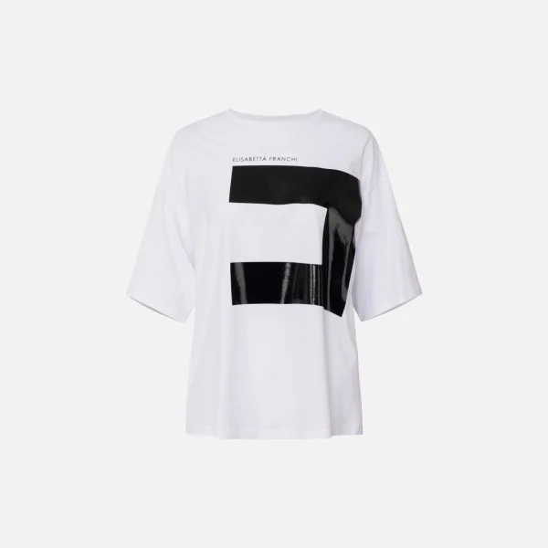 Tricou din jerseu cu logo macro elisabetta franchi - Anna Forgaci