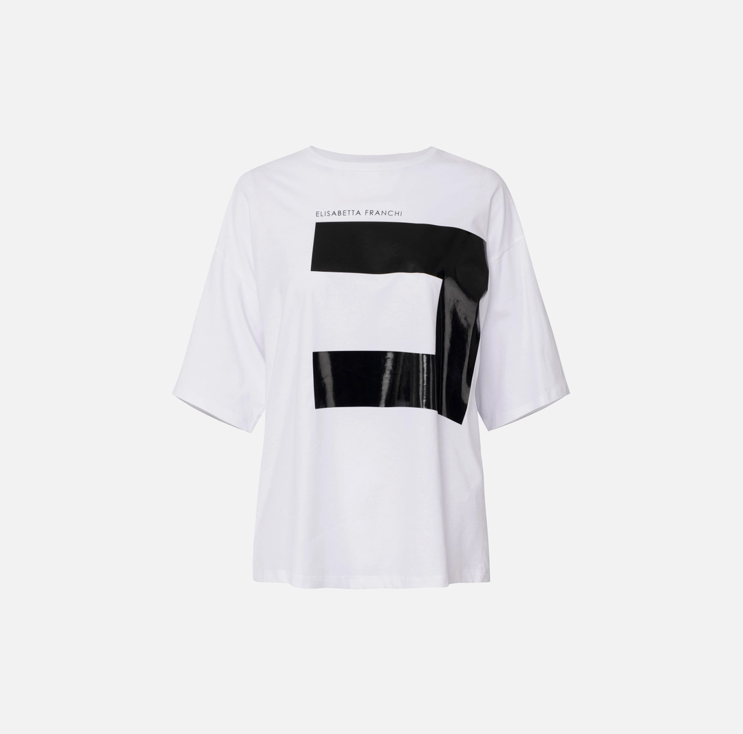 Tricou din jerseu cu logo macro elisabetta franchi - Anna Forgaci