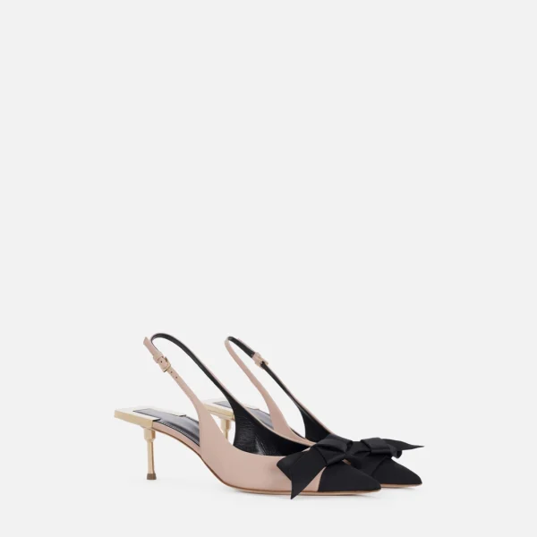 Sandale din piele nappa cu fundita din satin - Anna Forgaci
