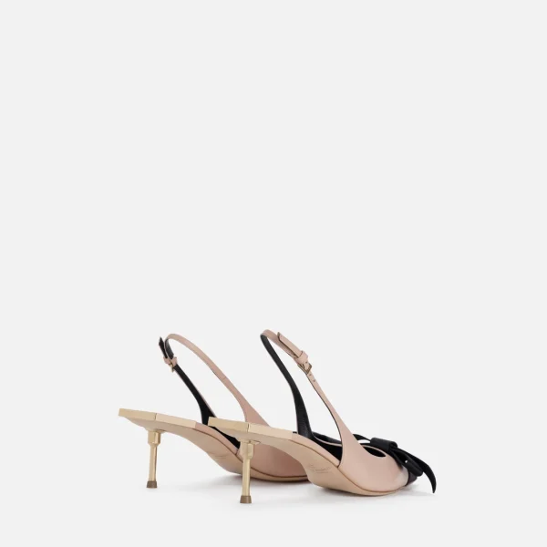 Sandale din piele nappa cu fundita din satin - Anna Forgaci