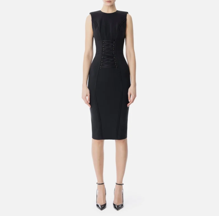 Rochie din crêpe elastic cu șireturi încrucișate elisabetta franchi - Anna Forgaci