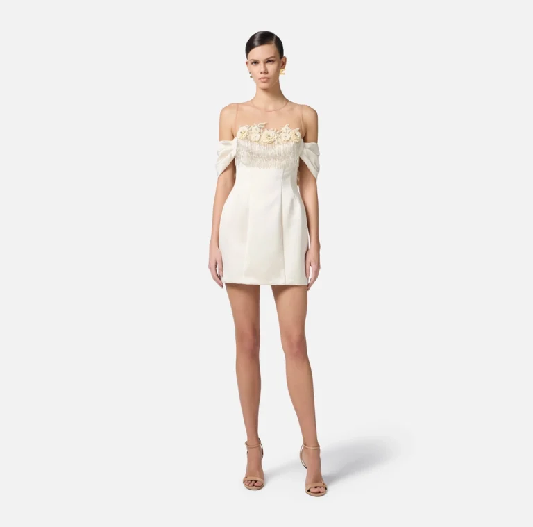 Rochie din satin duchesse și tul cu broderii florale elisabetta franchi - Anna Forgaci