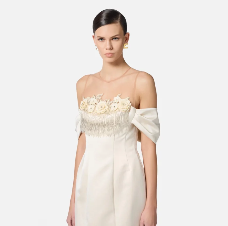 Rochie din satin duchesse și tul cu broderii florale elisabetta franchi - Anna Forgaci