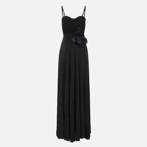 Rochie de covor roșu din jerseu lurex cu floare brodată elisabetta franchi - Anna Forgaci