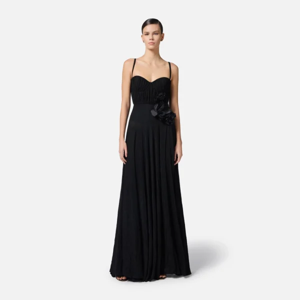 Rochie de covor roșu din jerseu lurex cu floare brodată elisabetta franchi - Anna Forgaci