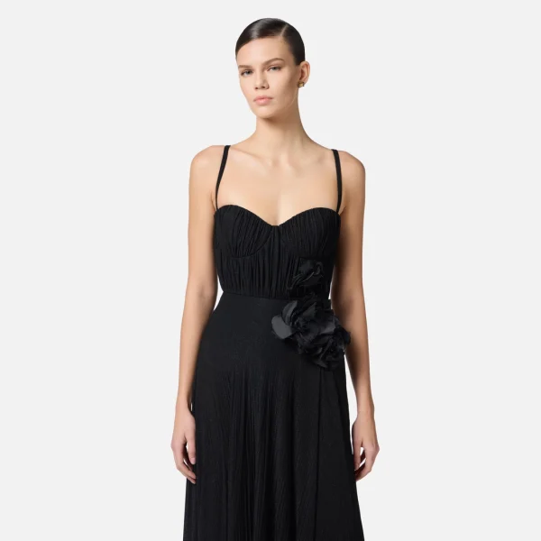 Rochie de covor roșu din jerseu lurex cu floare brodată elisabetta franchi - Anna Forgaci