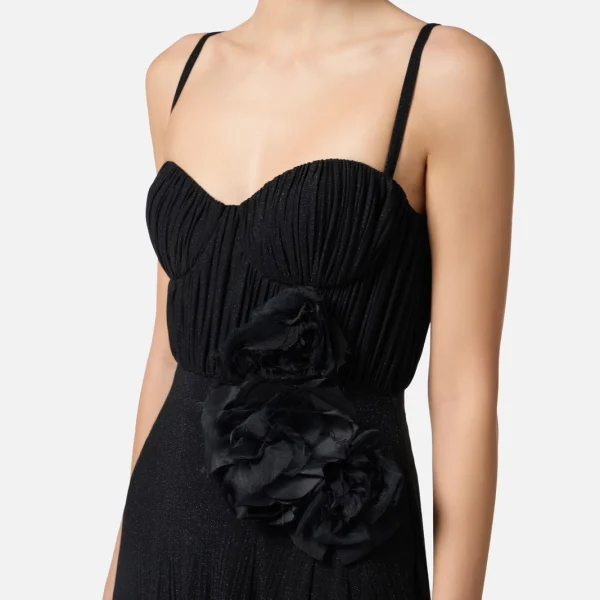 Rochie de covor roșu din jerseu lurex cu floare brodată elisabetta franchi - Anna Forgaci