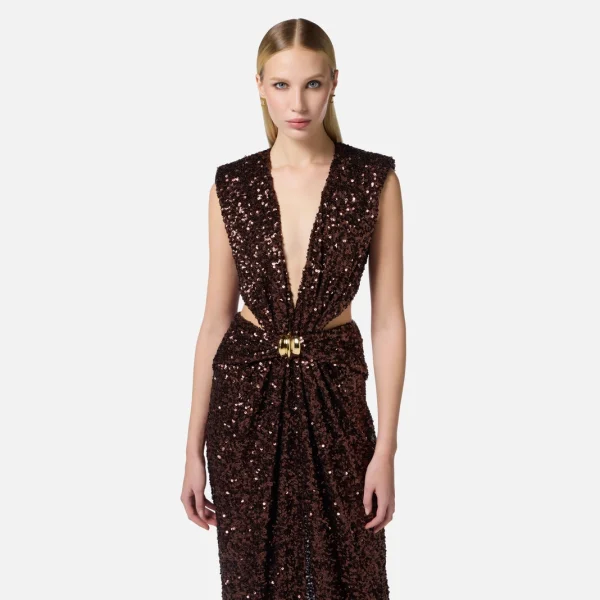 Rochie de covor roșu cu paiete elisabetta franchi - Anna Forgaci