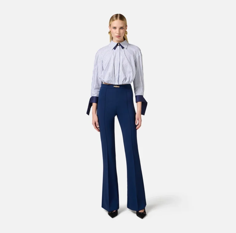 Pantaloni evazați din crêpe ușor, dublu strat elisabetta franchi - Anna Forgaci