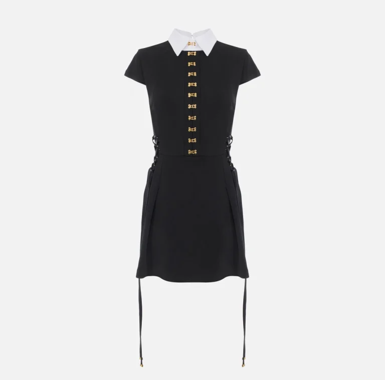 Mini-rochie din satin și poplin, cu cleme-bijuterie - Anna Forgaci