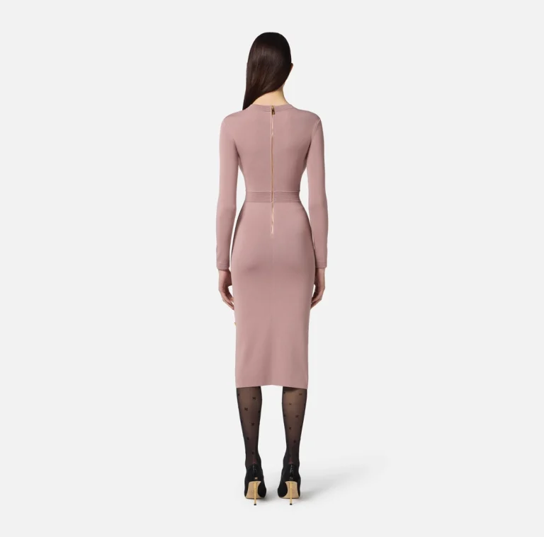 Rochie tricotată din viscoză cu butoni bijuterie - Anna Forgaci