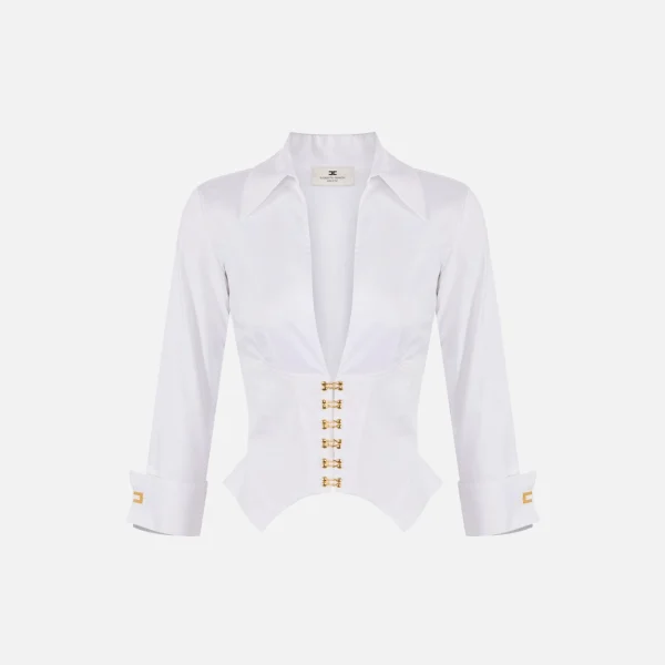 Cămașă din bumbac elastic cu cleme-bijuterie - Anna Forgaci